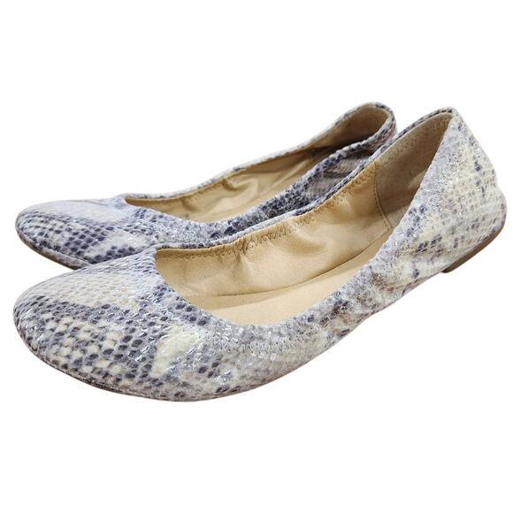 Lucky Brand Shoes - Lucky Brand Emmie Faux Leather Snakeskin Print Ballet Flats Cream Gray Tan 8